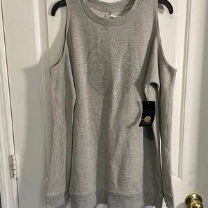 Elegant Gray Cold Shoulder Sweatshirt